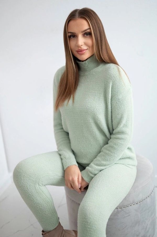 FASARDI Set of sweater and leggings with alpaca turtleneck, dark mint