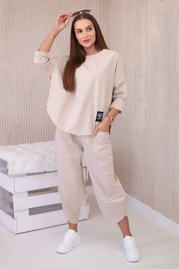 Kesi Set of sweatshirt and pants punto beige color