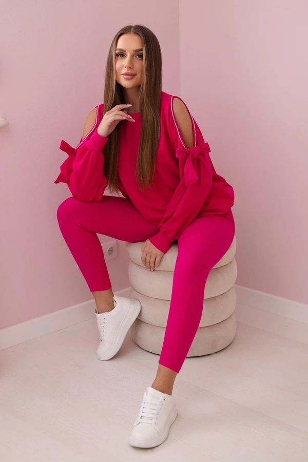 Kesi Set of sweatshirt with bow on sleeves and fuchsia leggings