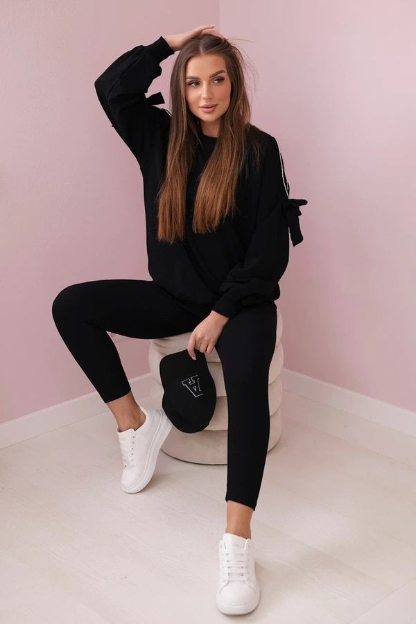 Kesi Set of sweatshirt with bow on the sleeves and leggings in black