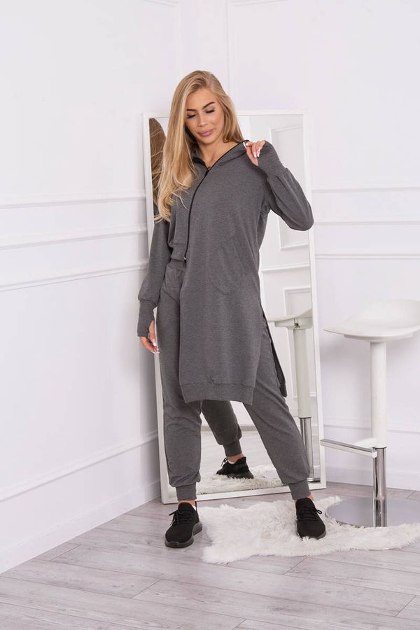 Kesi Set of sweatshirt with longer side made of graphite