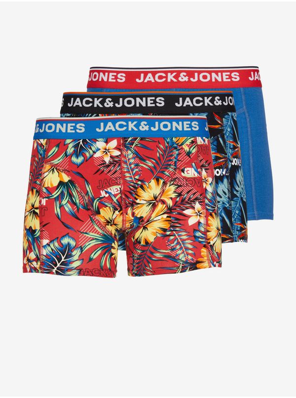 Jack & Jones Set of three men's patterned boxer shorts in red, black and blue Jack & Jones Azores