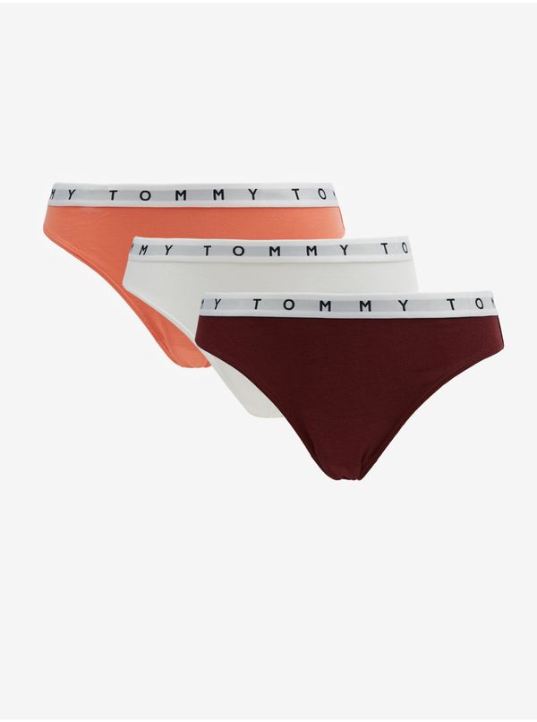 Tommy Hilfiger Set of three panties in burgundy, apricot and white Tommy Hilfiger - Women
