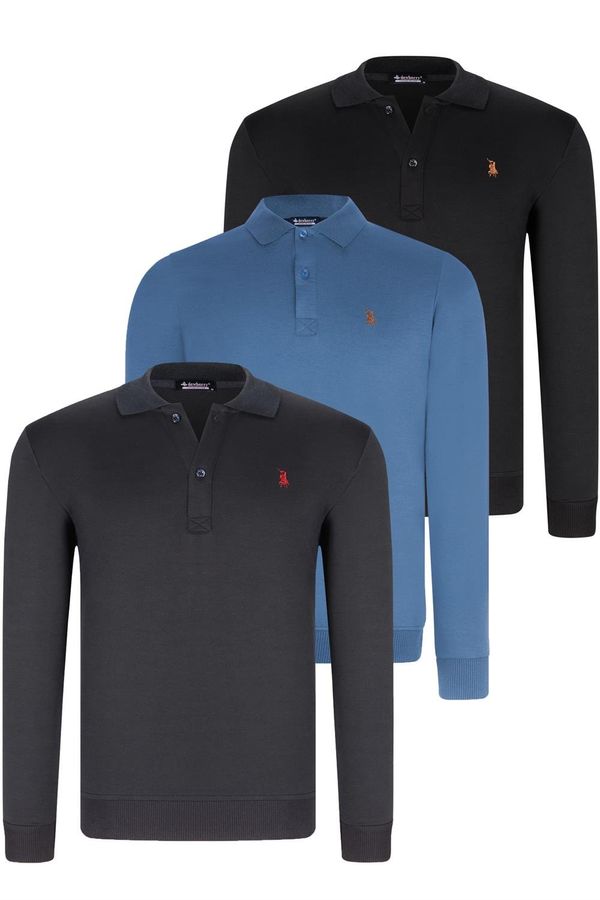 dewberry SET OF THREE V4007 DEWBERRY MEN'S SWEATSHIRT-BLACK-NAVY-INDIGO