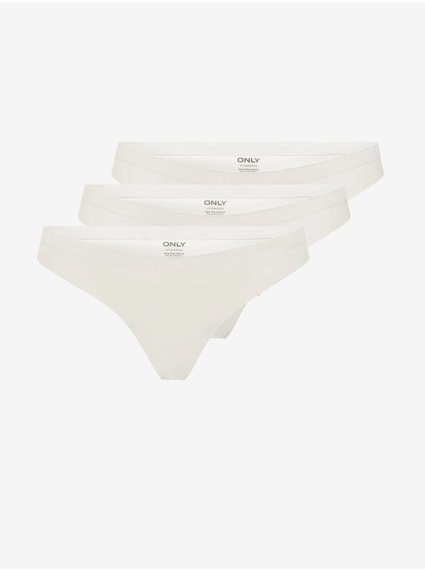 Only Set of three women cream thongs ONLY Tracy - Women