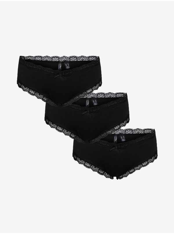 Pieces Set of three women's panties in black with lace Pieces Nola - Women