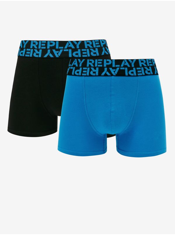 Replay Set of two men's boxers in black and blue Replay - Men