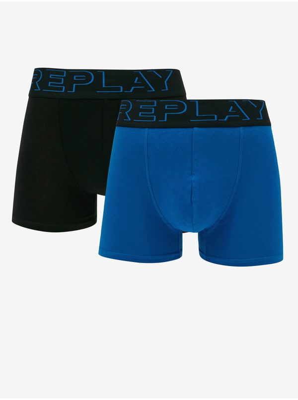 Replay Set of two men's boxers in black and blue Replay - Men