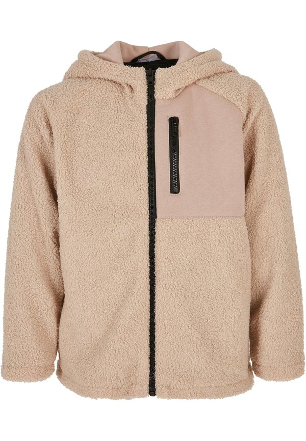 Urban Classics Kids Sherpa boys' jacket with darksand zipper hood
