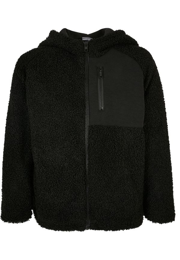Urban Classics Kids Sherpa Boys' Zip-Up Hooded Jacket Black