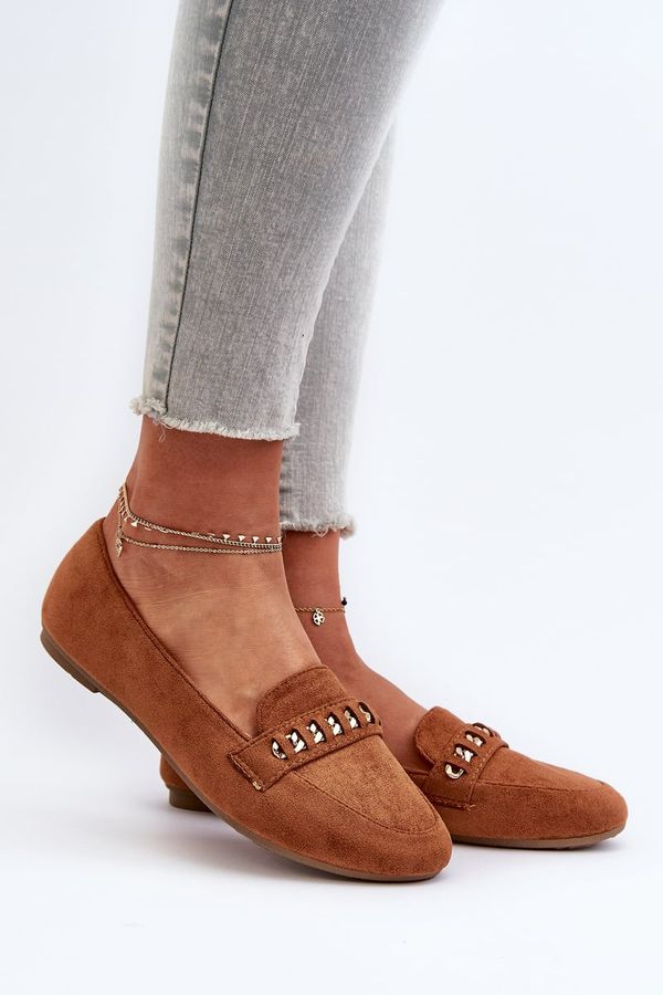 Kesi Shiny women's loafers with chain Camel Aredilla