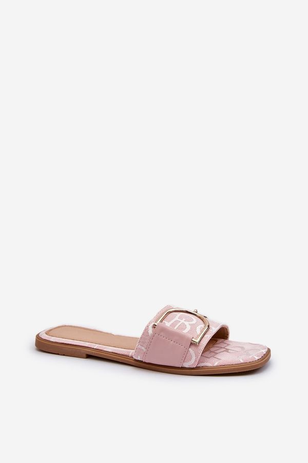 Kesi Shiny women's slippers with pink decorations