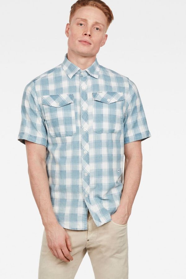 G Star Shirt - G-STAR Bristum Utitility Straight Shirt - Light Blue-White