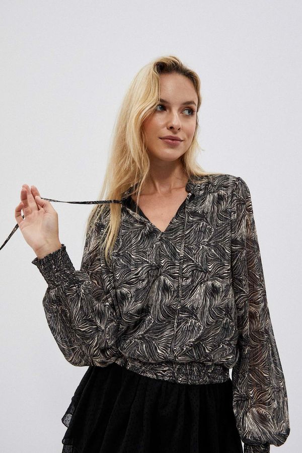 Moodo Shirt with print and tied neckline
