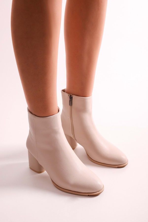 Shoeberry Shoeberry Women's Haylee Beige Skin Heels Boots, Beige Skin