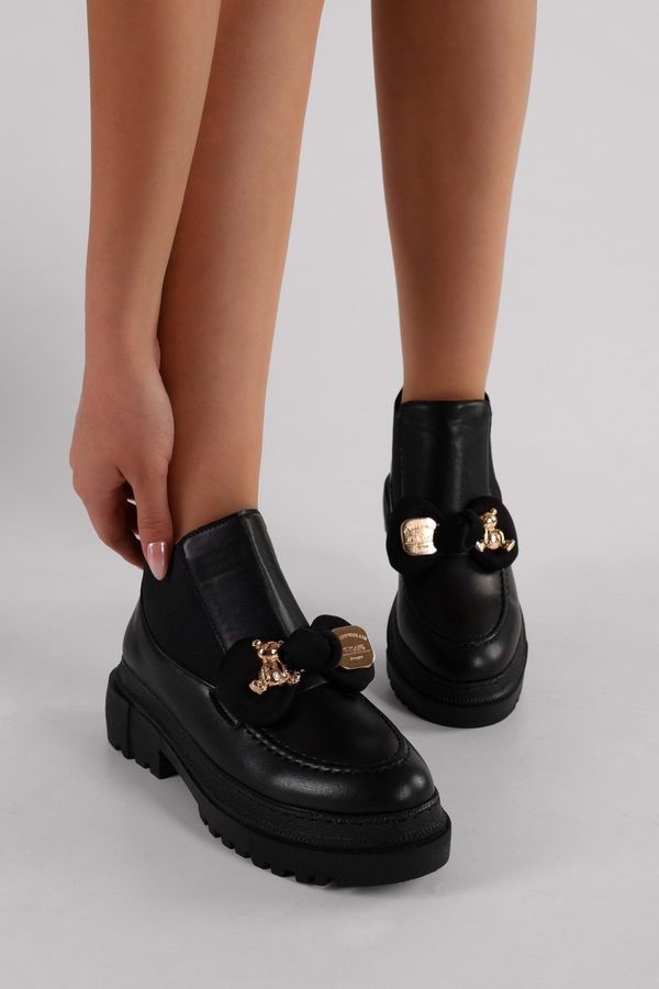 Shoeberry Shoeberry Women's Mottox Black Boot Loafer Black Skin