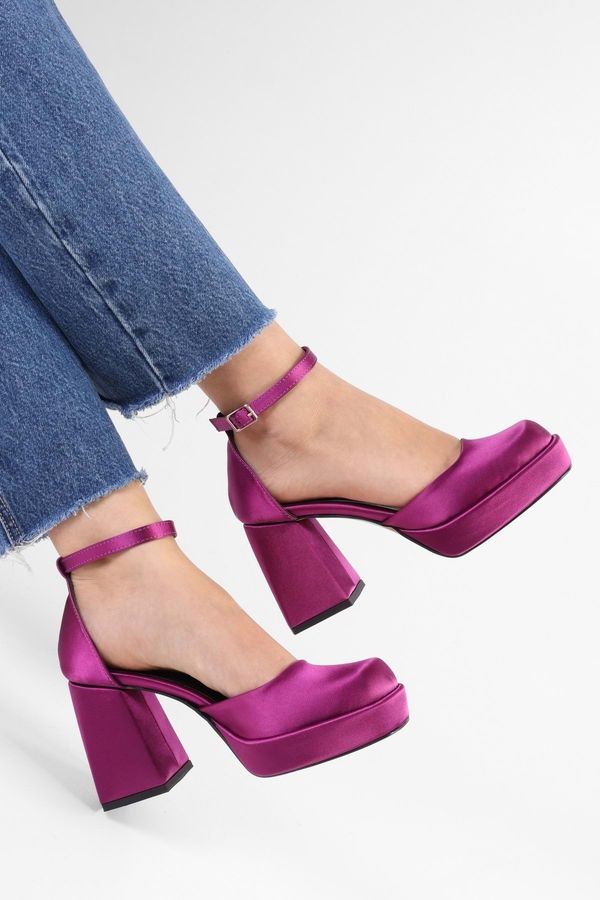Shoeberry Shoeberry Women's Pascal Purple Satin Platform Heeled Shoes