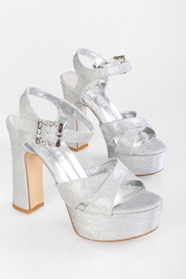 Shoeberry Shoeberry Women's Rhine Silver Roll-on Silvery Platform Heel Shoes