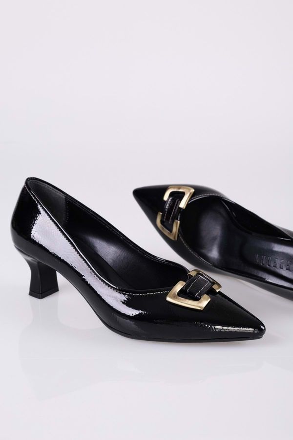 Shoeberry Shoeberry Women's Rover Black Patent Leather Heeled Shoes Stiletto