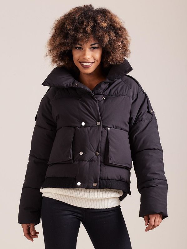 Fashionhunters Short black winter jacket