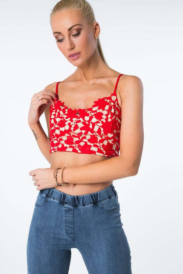 FASARDI Short red lace top
