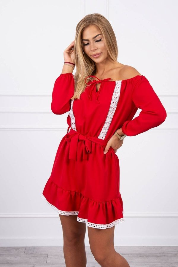 Kesi Shoulder and lace red dress