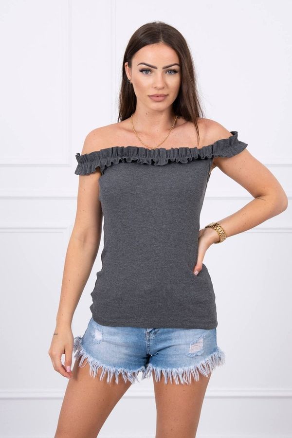 Kesi Shoulder blouse with graphite ruffles