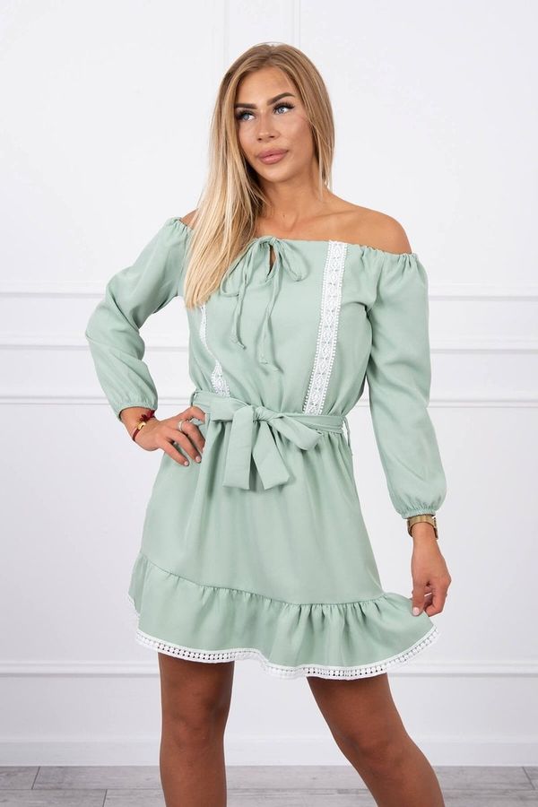 Kesi Shoulder dress and lace light green