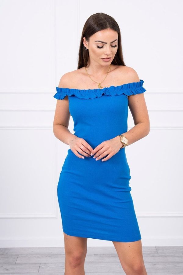 Kesi Shoulder dress with pleats and blue