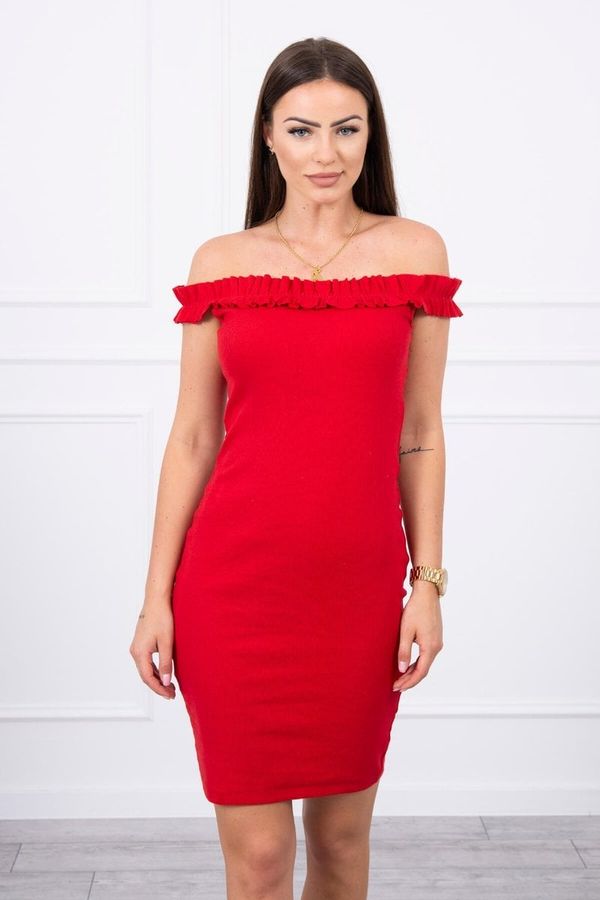 Kesi Shoulder dress with ruffles red