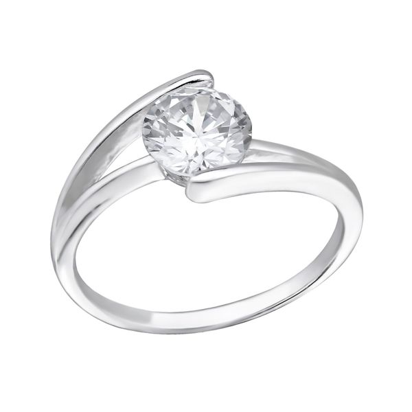 Kesi Silver Double Ring Engagement Ring