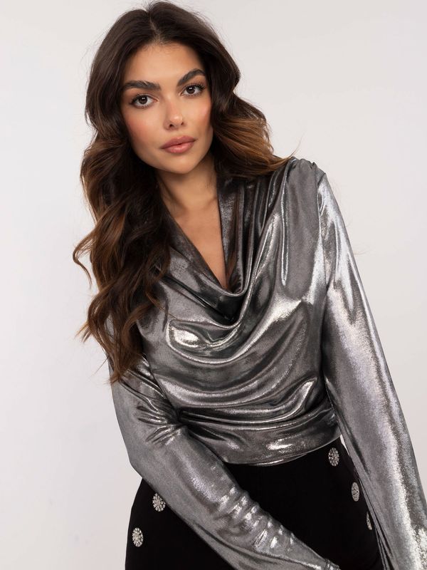 Fashionhunters Silver shiny blouse