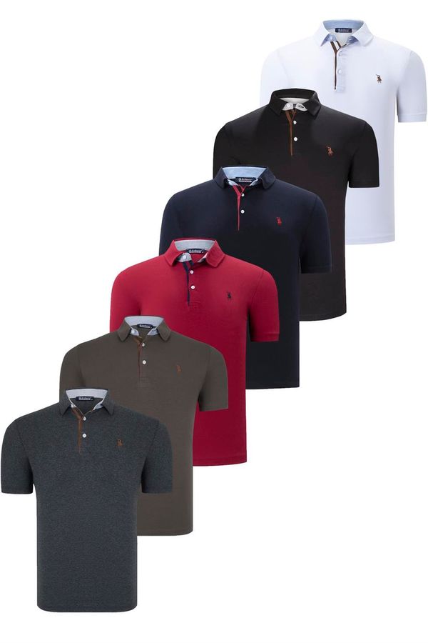 dewberry SIX SET T8582 DEWBERRY MENS T-SHIRT-BLACK-WHITE-NAVY BLUE-KHAKI-BURGUNDY-ANTHRACITE