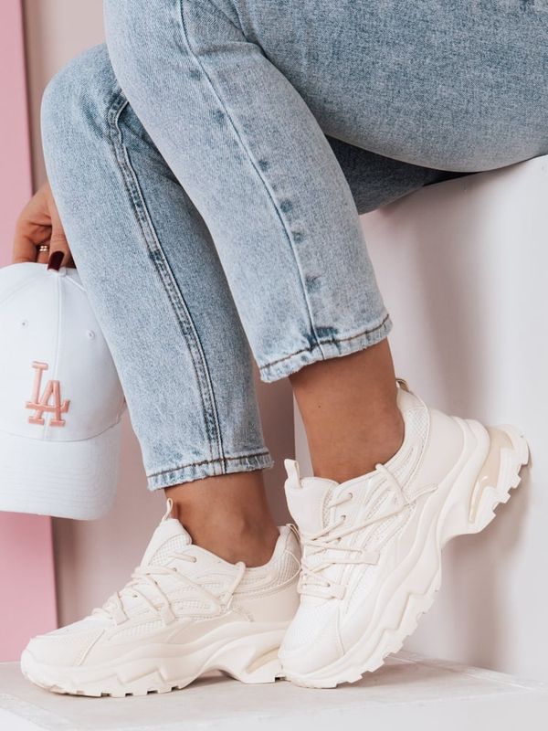 DStreet Sneakersy damskie na grubszej podeszwie SOFTLACE beżowy Dstreet