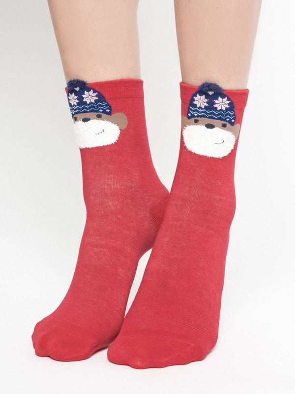 Yups Socks with application monkey in a hat with red stars