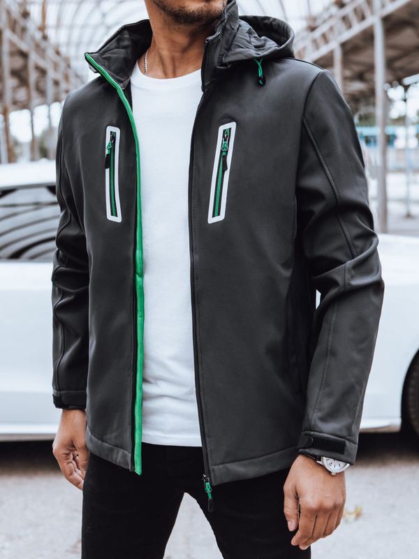 DStreet Softshellowa kurtka męska z kapturem ciemnoszara Dstreet