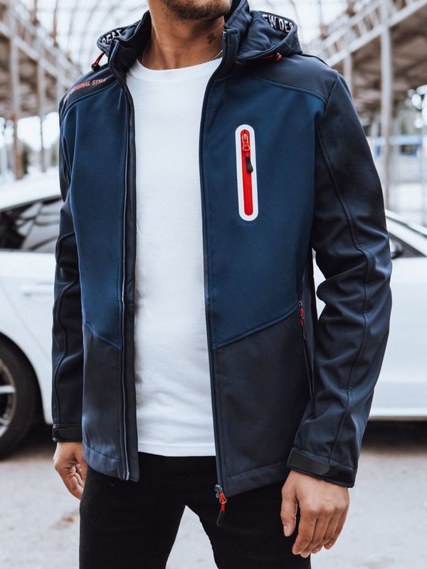 DStreet Softshellowa kurtka męska z nadrukiem granatowa Dstreet