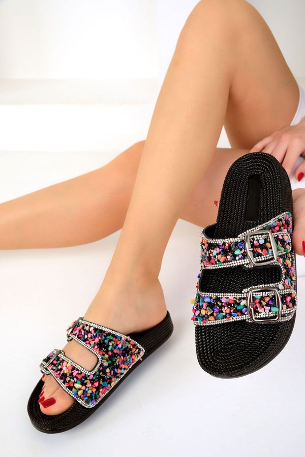 Soho Soho Black-Multi Women's Slippers 19266