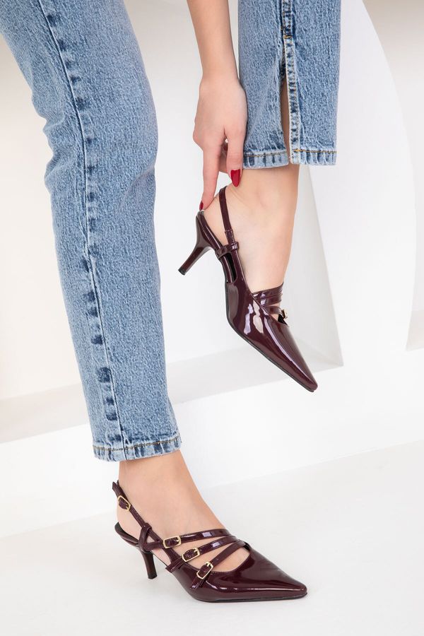 Soho Soho Burgundy Patent Leather Women's Classic Heeled Shoes 18803