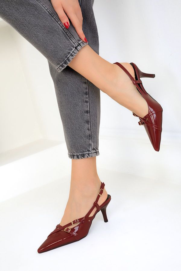 Soho Soho Burgundy Patent Leather Women's Classic Heeled Shoes 18804