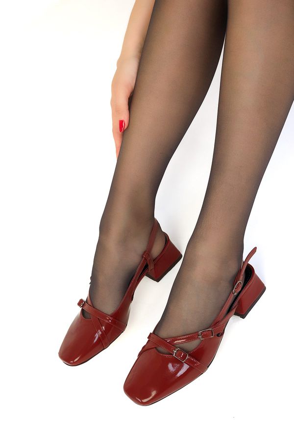 Soho Soho Burgundy Patent Leather Women's Classic Heeled Shoes 18957