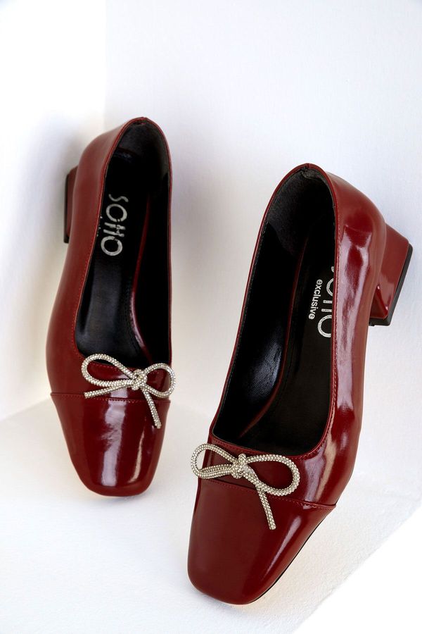 Soho Soho Claret Red Patent Leather Women's Classic High Heel Shoes 19571