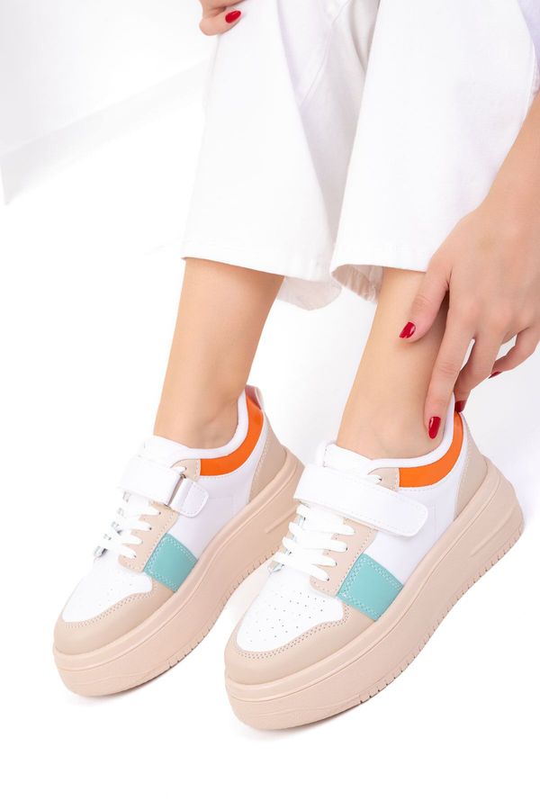 Soho Soho Skin-White-Green-Orange Women's Sneaker 19682