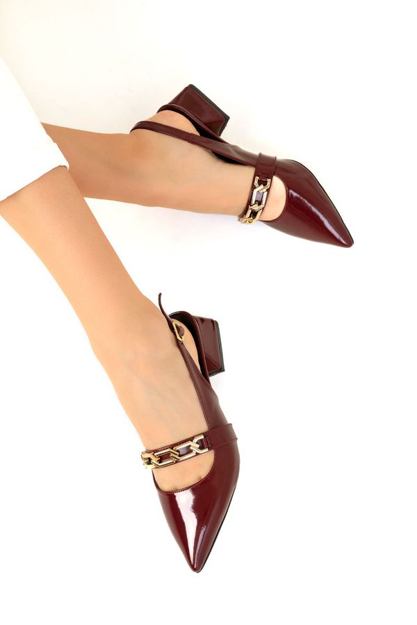 Soho Soho Women's Burgundy Patent Leather Classic Heeled Shoes 19106