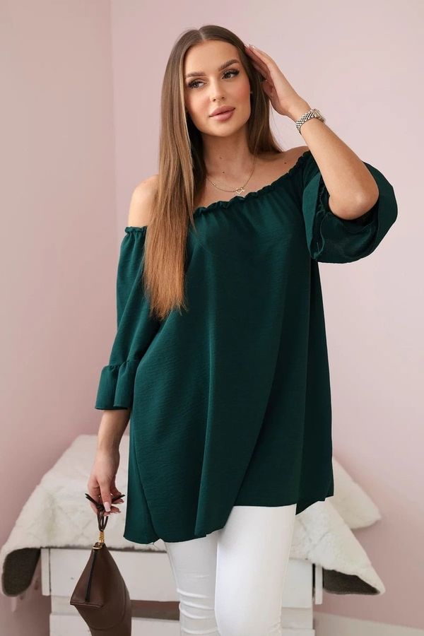 Kesi Spanish blouse with ruffles on the sleeve dark green