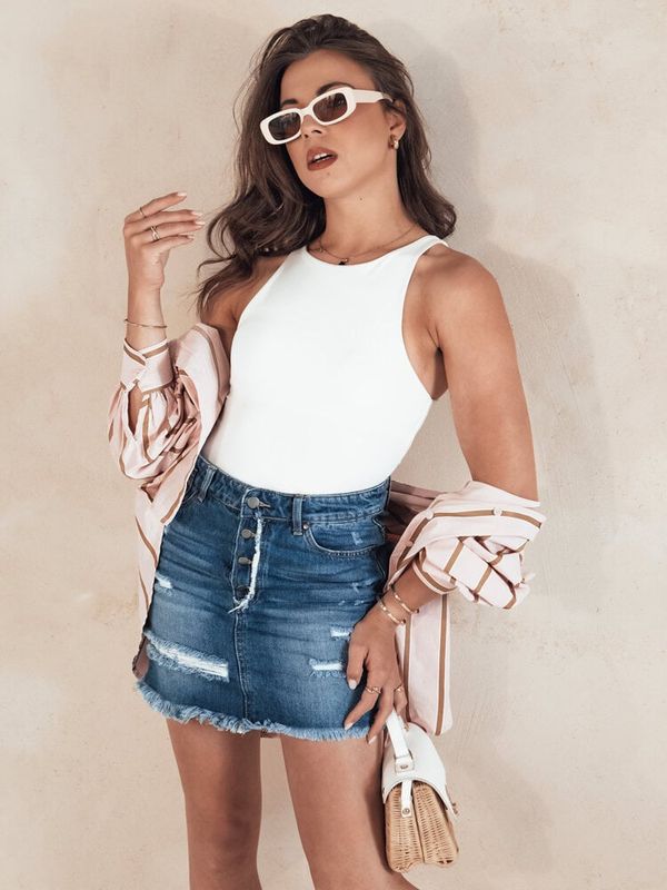 DStreet Spódnica jeansowa URBAN CHARM niebieska Dstreet