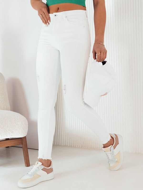 DStreet Spodnie damskie jeansowe BRENO białe Dstreet
