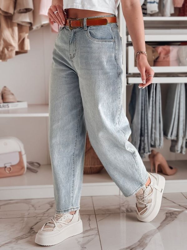 DStreet Spodnie damskie jeansowe wid leg z paskiem NEWFLOVER niebieskie Dstreet