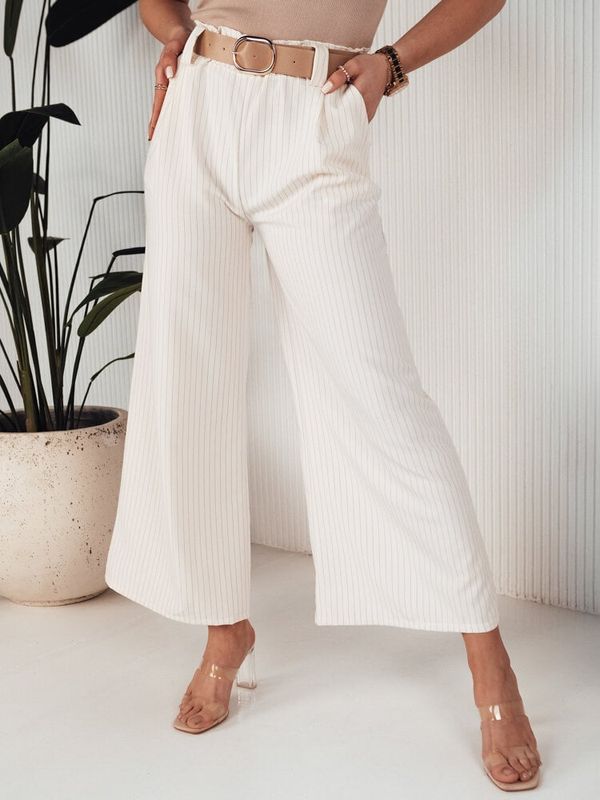 DStreet Spodnie damskie wide leg ALZUR ecru Dstreet