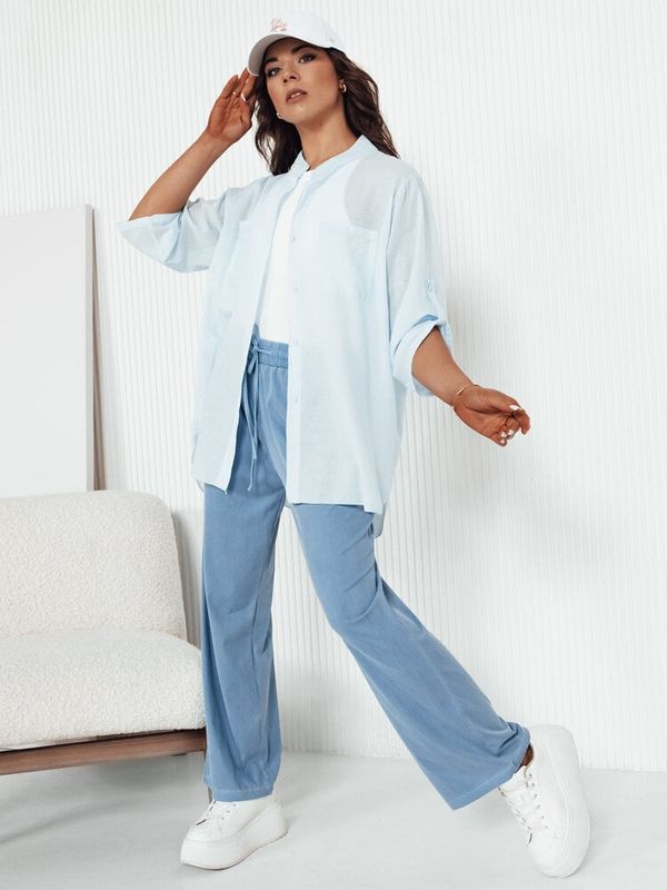 DStreet Spodnie damskie wide leg ASTERS jasnoniebieskie Dstreet